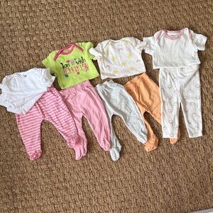 12 Pieces Assorted 3-6 Months Baby Girl Short Sleeve Onesies and Pants Bundle
